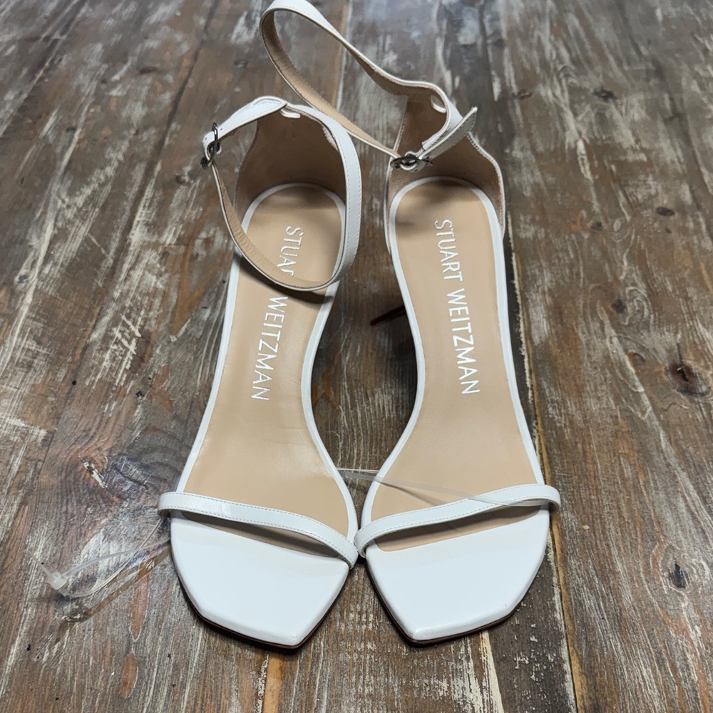 Stuart Weitzman White Strappy Heels